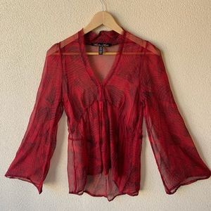 Anthropologie Winter Kale silk blouse Sz XS